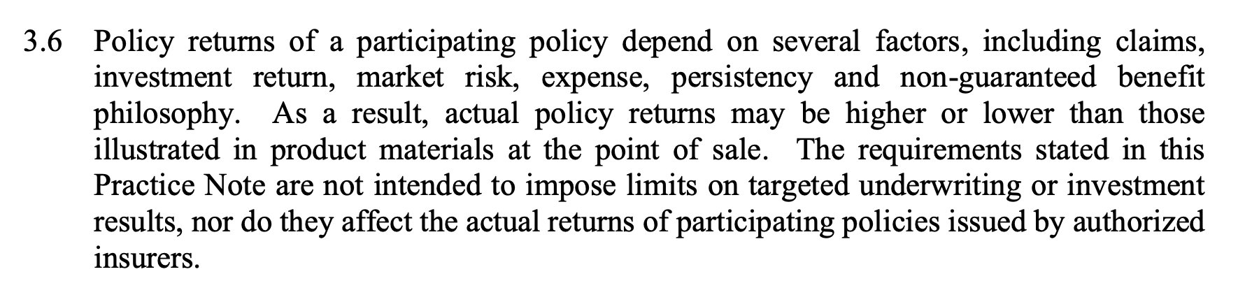 Participating Policies Benefit Illustration Rate Caps 3.6
